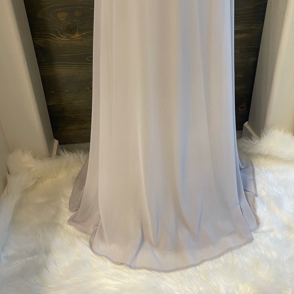 NEW Lulus Dearly Loved Light Grey Flutter Sleeve Maxi Dress NWT Size XS - Picture 7 of 14